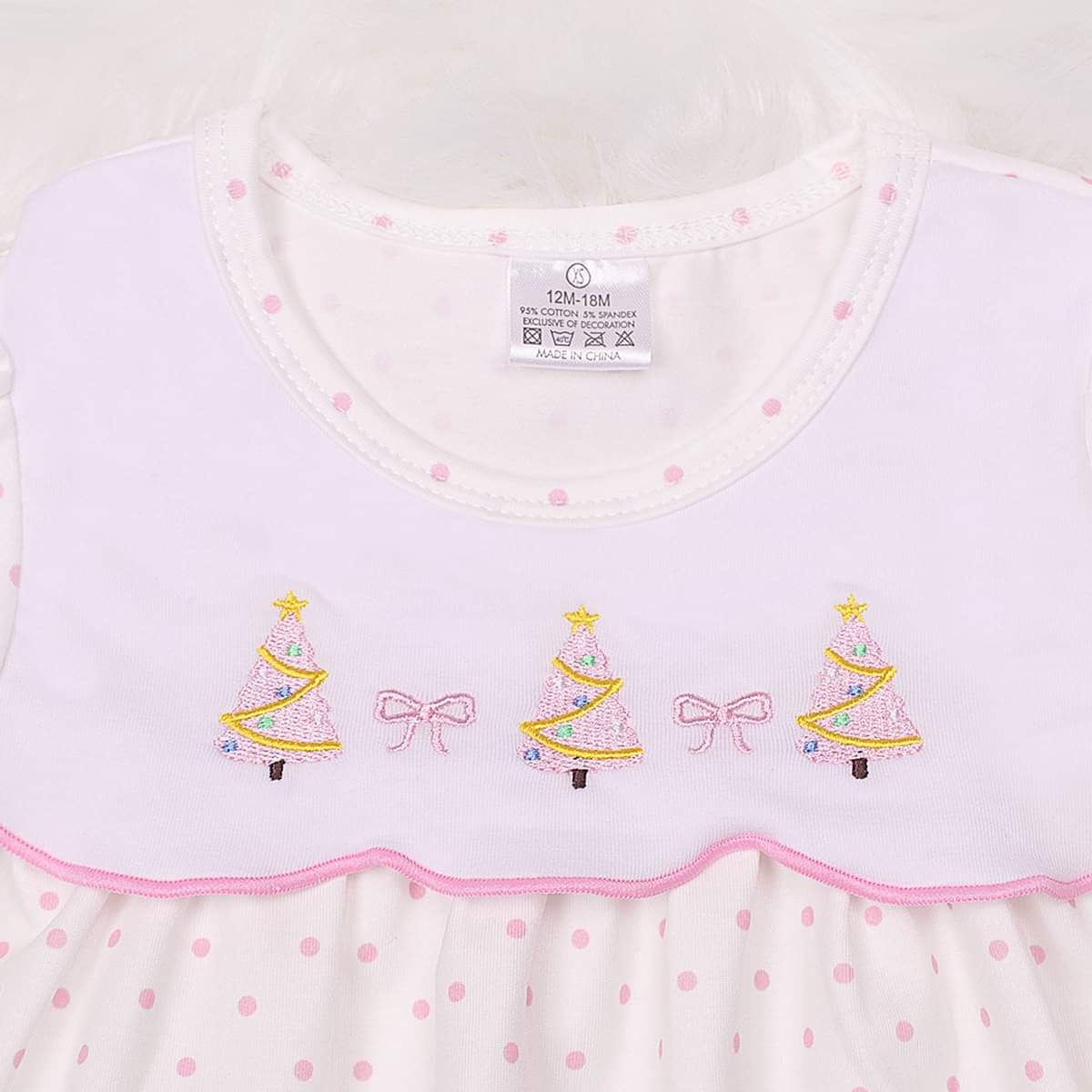 Pink Christmas Tree Girls Diaper Set