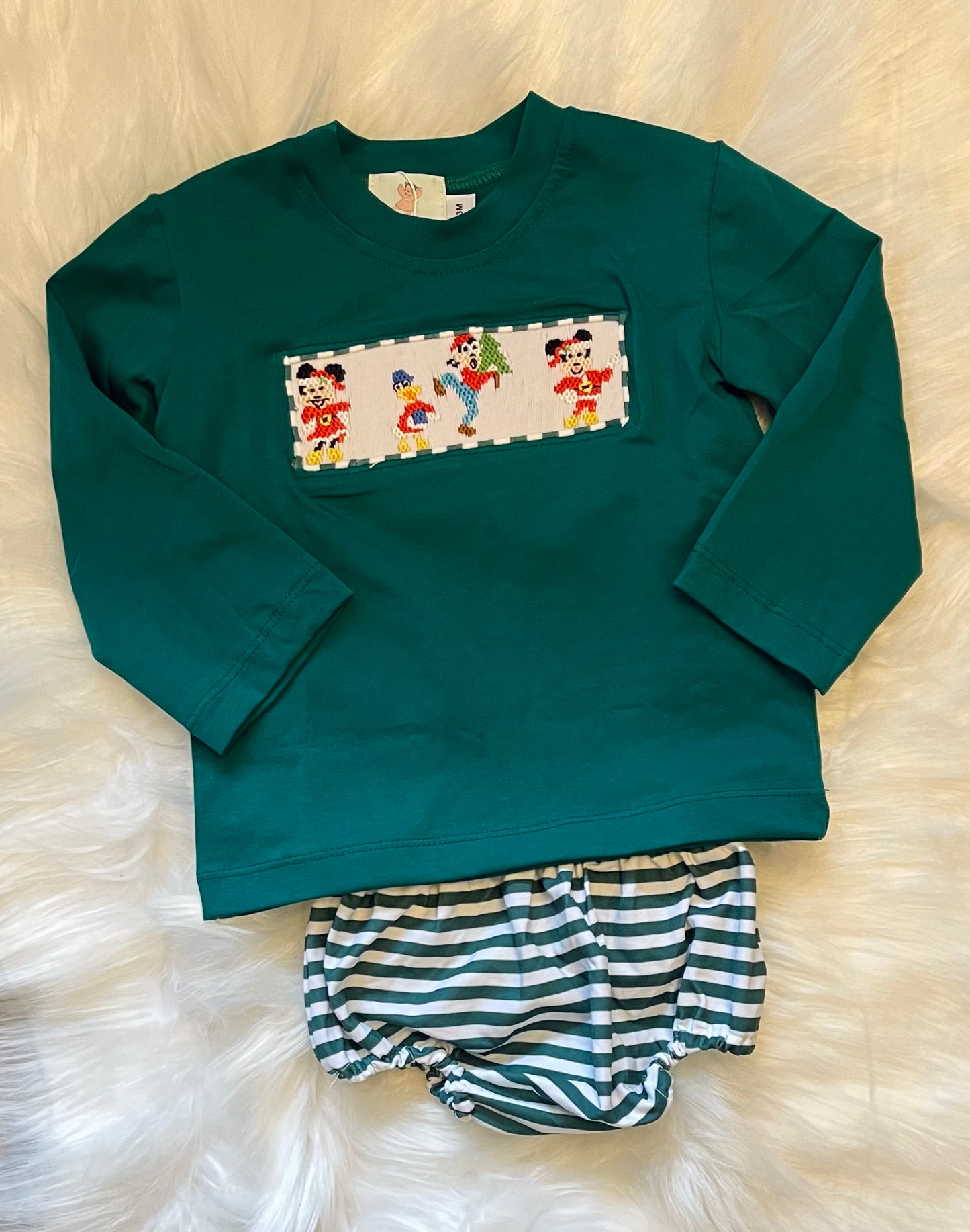 Mickey Hand Smocked Boys Bummie Set