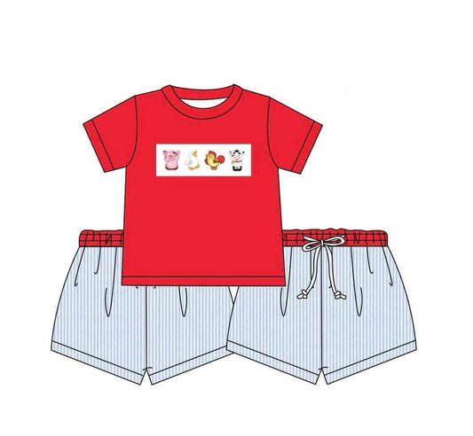 Farm Animals Embroidered Boy Set