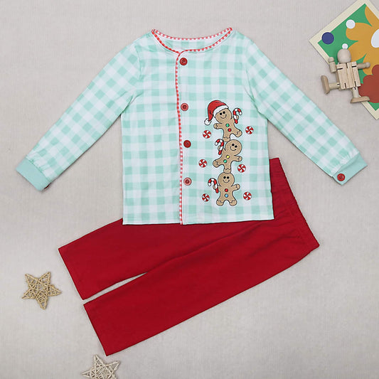 Gingerbread Man Embroidered Boy Set