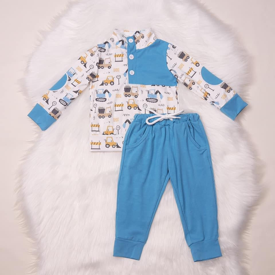 Tractor Print Pullover Boys Set