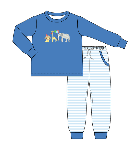 Circus Animals Embroidered Boys Set