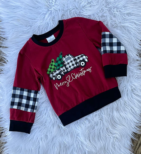 Merry Christmas Truck Print Pullover