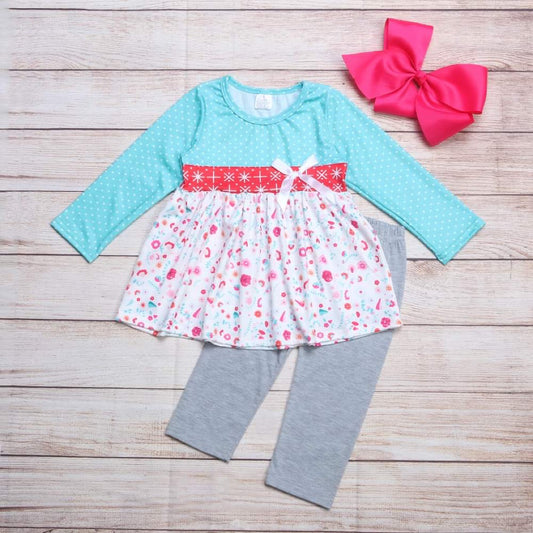 Girls Floral Red Pant Set