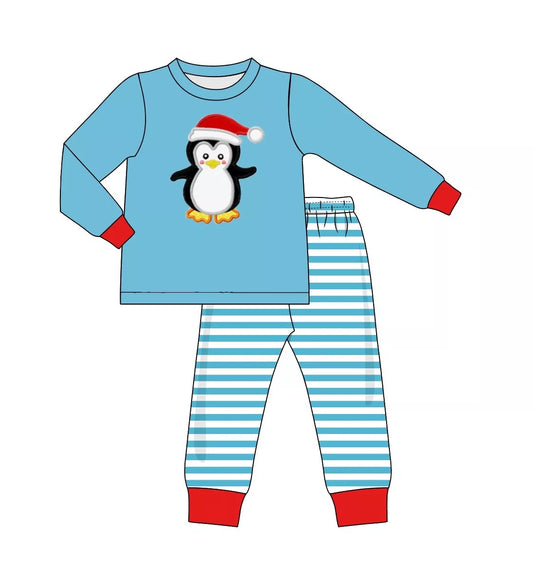 Penguin Christmas Embroidered Boys Set