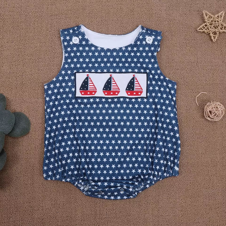 Sailboat Embroidered Independence Day Boys Styles